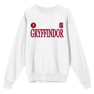 Harry Potter Gryffindor Mascot Adult White Crew Neck Long Sleeve Sweatshirt - 1 of 4