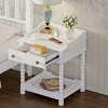 Elegant Wooden Nightstand with Drawer and Open Shelf, Rustic Wood Side Table with Storage for Bedroom or Living Room-Maison Boucle - 3 of 4