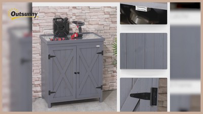 Natural Wood Outdoor Storage Shed with Shelving