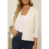 Women's 3/4 Sleeve Open Front Cropped Cardigan Sweater Elegant Shrugs for Women - 3 of 4