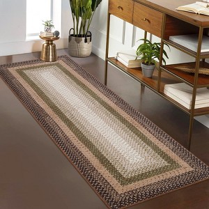 Area Rug Washable Braided Print Rug, Modern Living Room Rugs, Farmhouse Low Pile Non-Slip Area Rug - 1 of 4
