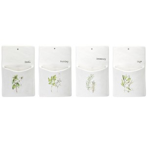 Ceramic Herb Wall Pocket Planters – 8.5" Tall Hanging Decor Set of 4 by Melrose - 1 of 3