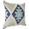 HomeRoots 20" X 20" Blue And Cream 100% Cotton Geometric Zippered Pillow - 4 of 4