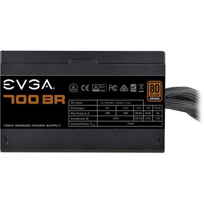 EVGA 700BR Power Supply - Internal - 120 V AC, 230 V AC Input - 700 W / 5 V DC, 12 V DC, 5 V DC, 12 V DC, 3.3 V DC - 1 +12V Rails - 1 Fan(s)