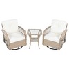 3-Piece Outdoor Rattan 360° Swivel Chairs Patio Conversation Chat Set  for 2 with Glass Tablefor Patio, Garden, or Balcony-- Frevyn - 3 of 4