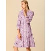 INSPIRE CHIC Women's Notch Lapel Long Sleeve Smocked Waist Floral Dress - 2 of 4