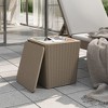vidaXL Patio Table with Removable Lid Light Brown Polypropylene - 3 of 4