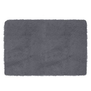 NewHome"Fluffy 4' x 2.6' Anti-Skid Shaggy Area Rug for Nursery, Bedroom, and Living Room Décor"BlackGreyCoffee&Pink - 1 of 4