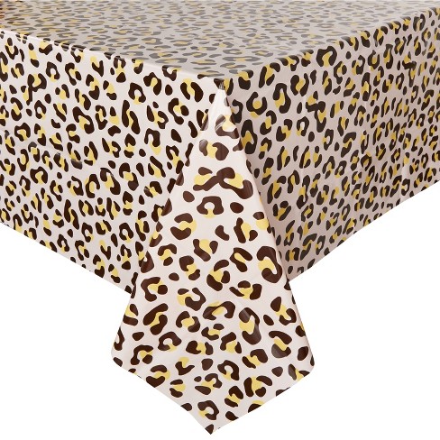 Creative Converting 329660 Classic All Over Print Plastic Tablecover, Leopard