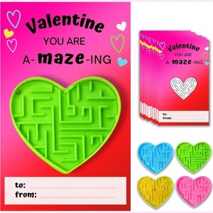4E's NoveDay Heart Mazes with Valentine's Greeting Cards Gift Set for Kids Boys Girls - 1 of 4