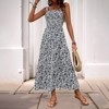 Womens Summer Maxi Dress Sleeveless Floral Spaghetti Strap Smocked Boho Beach Long Dress - 4 of 4