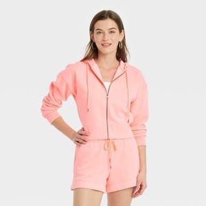 Women's Cropped Full Zip Hoodie Sweatshirt - Universal Thread™ - 1 of 4