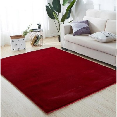 LunaLulinlk 91''x63'' Red Luxury Chinchilla Faux Fur Rectangular Area Rug