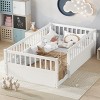 TopComfy Beds Twin Floor Bed Frame with Fence Wooden children  floor bed Wood Kids Floor Beds Frame for Bedroom, White, 78.94"*13.78"*6.5" - 2 of 4