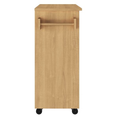 Oak Rolling Kitchen Cart with Spice Rack and Storage