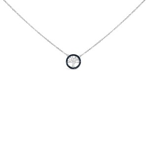 Haus of Brilliance Silver 1/6 Cttw Blue Diamond Tree of Life and Circle Pendant Necklace - 1 of 4