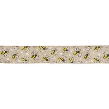 Northlight Natural Burlap Bumblebee Design Wired Spring Craft Ribbon 2.5" x 10 Yards