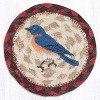 Earth Rugs Bluebird Printed Coaster – Songbird Design on Braided Jute, Cottagecore Accent, 5"x5" - 2 of 3