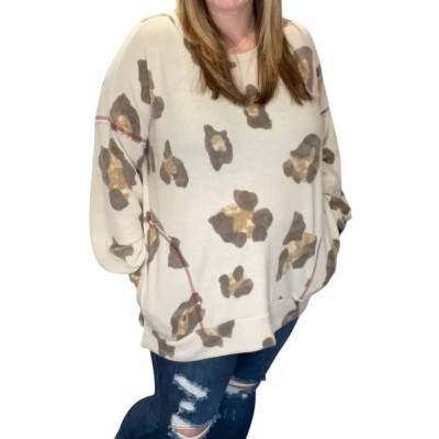 Women's Oversized Leopard Sweater - honeyme