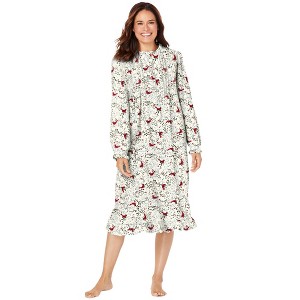 Only Necessities Cotton Flannel Print Short Gown - 1 of 4
