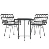 vidaXL 3 Piece Patio Dining Set Black Poly Rattan - 3 of 4
