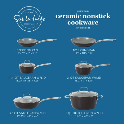 10-Piece Black Nonstick Aluminum Cookware Set with Glass Lids