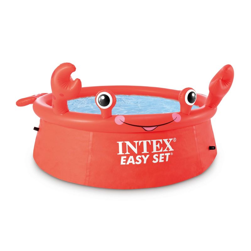Intex 26100EH Happy Crab Easy Set 6ft x 20in Round Inflatable Ring Backyard Kids Toddler Kiddie Swimming Wading Pool, Red, 1 of 7