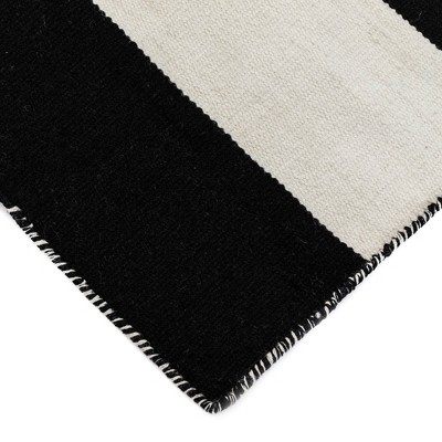 Sorrento Stripe Black 8' Square Handmade Indoor/Outdoor Rug