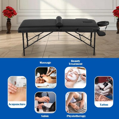 Black Hardwood Portable Massage Table with Adjustable Height