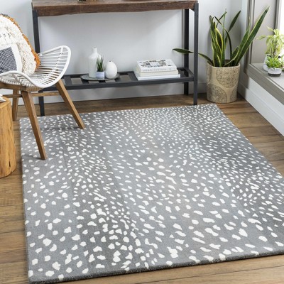 Hauteloom Athena Gray Giraffe Print Wool Rug