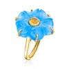 Ross-Simons Carved Blue Chalcedony and .40 Carat Citrine Flower Ring in 18kt Gold Over Sterling - 3 of 4