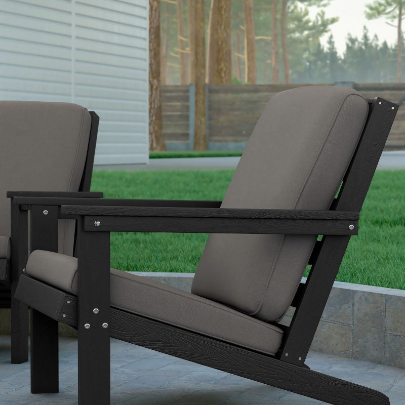Emma and Oliver All-Weather Polyresin Adirondack Club Chair with Deep Seat and Comfortable Back & Seat Cushions, 3 of 7