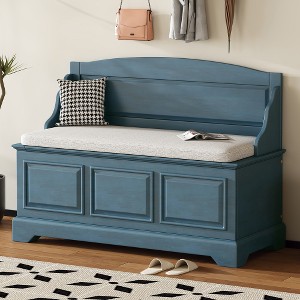 Shoe Bench, Retro Shoe Storage Bench with Safe Soft-Close Devices, Storage Chest W/Hidden Storage & Cushion for Entryway, Living Room - 1 of 4