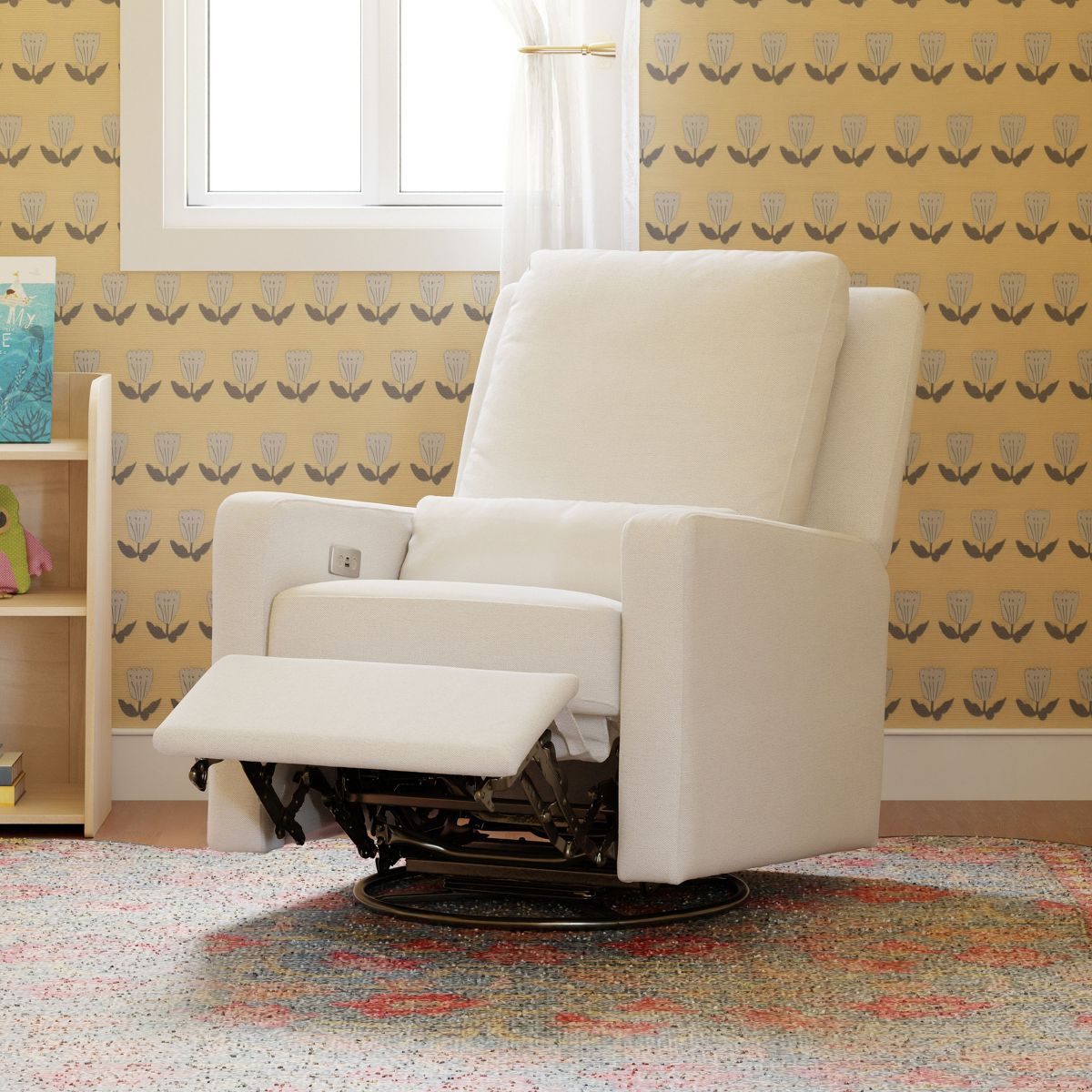 Babyletto Sigi Electronic Recliner and Swivel Glider with USB port - Performance Cream Eco-Weave - thumbnail 4