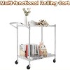 Heavy Duty  Wire Rack Cart On Wheels,Commercial Grade Rolling Utility Cart for Kitchen Pantry Steel Frame with Handle & Shelves - 3 of 4