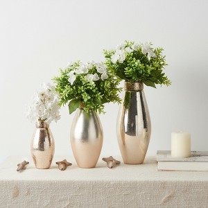 Decorative Glass Bottle Vases with Removeable Lid - Contemporary Flower Vase Accent for Entryway, Bedroom, and Home Decor - Set of 3, 21", Gold - 1 of 4