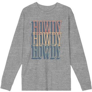 Western Howdy Repeat Text Adult Long Sleeve Tee - 1 of 2