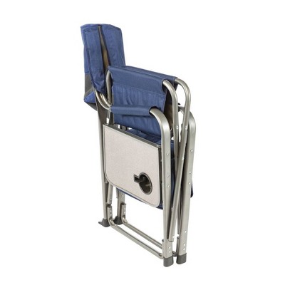 Navy and Tan Folding Director's Chair with Cooler and Table