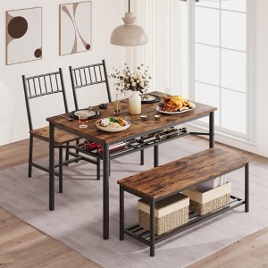 Dining Table Set for 4, Kitchen Table and 2 Chairs , 47.2" Rectangular Kitchen Table Set, Dining Room Table Set Grey - 1 of 4