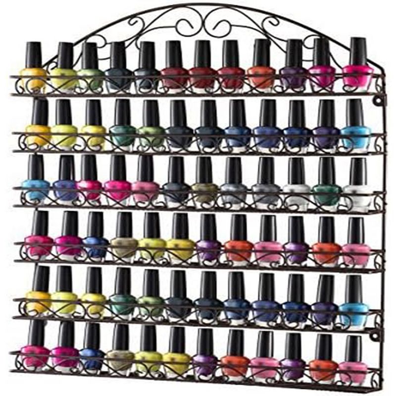 Nail Polish Wall Rack Organizer Holds up to 102 Nail Polish Bottles with Metal Frame in Color Bronze - HomeItUsa, 1 of 6
