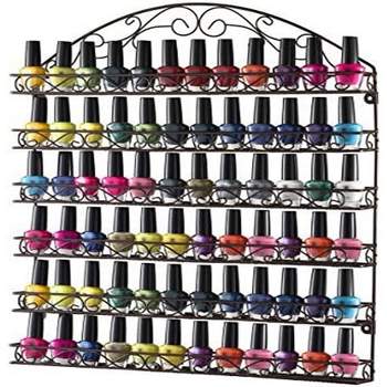 Nail Polish Wall Rack Organizer Holds up to 102 Nail Polish Bottles with Metal Frame in Color Bronze - HomeItUsa
