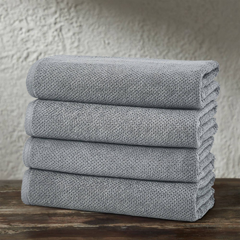 Photos - Towel 4pc Cotton Popcorn Textured Bath  Set Dark Gray - Isla Jade: Heavyweight Jacquard, Stain-Resistant, OEKO-TEX Certified