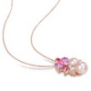 EVERLY JEWELRY | 18k Rose Gold Plated Silver Pink Cultured Freshwater Pearl 2 1/3ct TGW Rose de France and Topaz Pendant with Chain, 18" - 2 of 4
