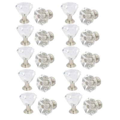 Unique Bargains Wardrobe Drawer Dresser Acrylic Pull Handle Knobs Grips Clear 1"x0.92" 20pcs