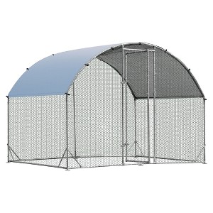 Tangkula Large Metal Chicken Coop Outdoor Galvanized Dome Cage w/ Cover 9 ft x 6.2 ft - 1 of 4