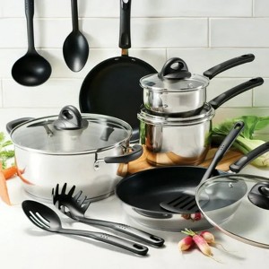 LunaLulinlk 14 Pc Stainless Steel Tri-Ply Base Cookware Set - 1 of 4