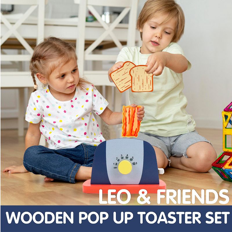 Leo & Friends Wooden Pop Up Toaster Set, 2 of 8
