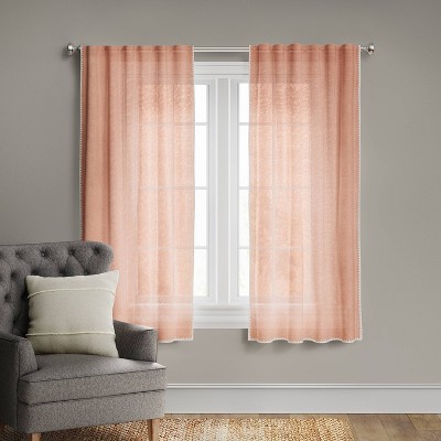 84"x54" Stitched Edge Light Filtering Curtain Panel Pink - Threshold™