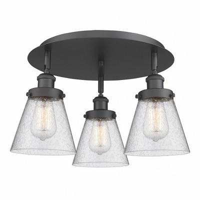 Cone - 3 Light Flush Mount In Art Deco Style-9.25 Inches Tall and 18 Inches Wide