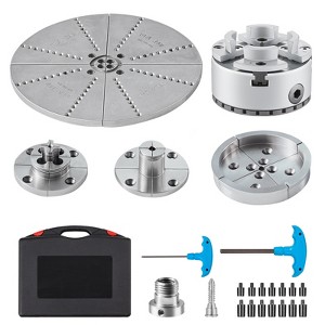 VEVOR KP965 Lathe Chuck, 4-Jaw 3.75" Diameter, Metal Lathe Chuck Turning Machine Accessories with 5 Sets of Jaws, Self-centering Tool, Silver - 1 of 4